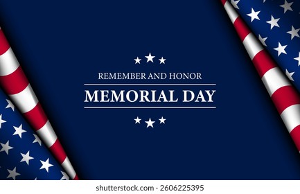 Memorial Day American Flag Banner Template. Vector Illustration.
