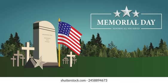 Memorial day American solders Remember and Honor vector poster