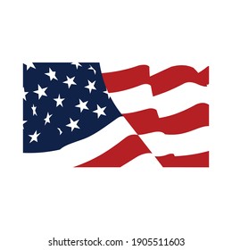 Memorial Day - American waving flag vector image isolated, the United states of america waving flag
