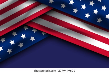 Memorial Day Background with American Flag and Star Elements