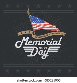 Memorial day. Background with American flag and stars. Vector illustration EPS 10.