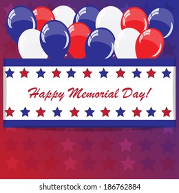 Memorial day background with balloons and American flag colors