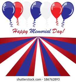 Memorial day background with balloons and American flag colors