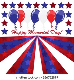 Memorial day background with balloons and American flag colors