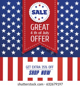 Memorial Day  Background. Big Sale. Great Offer.Independence Day USA