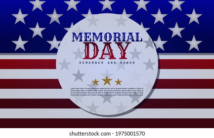 Memorial Day background design with american flag in gradation color. Vector illustration