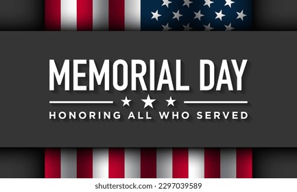 Memorial Day Background Design. Banner, Poster, Greeting Card. Vector Illustration.