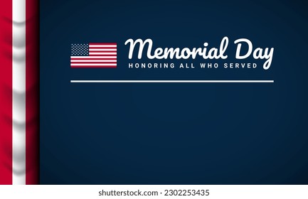 Memorial Day Background Design. Banner, Poster, Greeting Card. Vector Illustration.