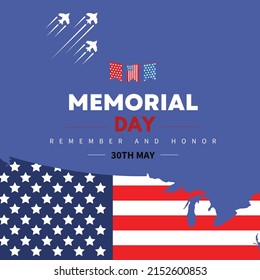 Memorial Day Background Design, Blue Minimalist Memorial Day Map.