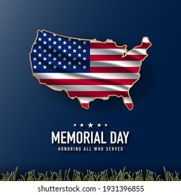 Memorial Day Background Design. Honoring All Who Served. Vector Illustration.