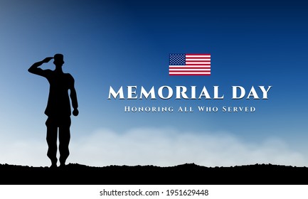 Memorial Day Background Design. Honoring All Who Served. Vector Illustration.