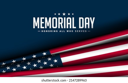 Memorial Day Background Design. Honoring All Who Served. Vector Illustration.