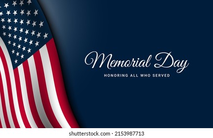 Memorial Day Background Design. Honoring All Who Served. Vector Illustration.