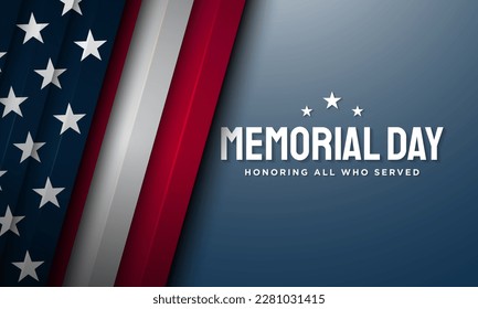 Memorial Day Background Design. Honoring All Who Served. Vector Illustration.