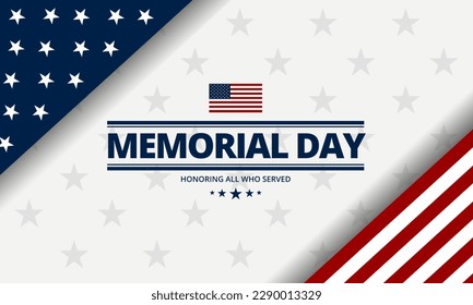 Memorial day background design with honoring all who served text