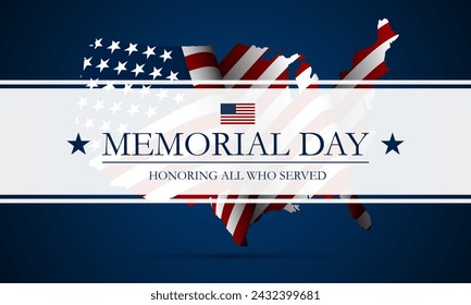 Memorial day background design with honoring all who served text