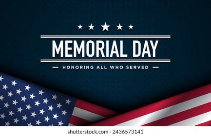 Memorial Day Background Design. Honoring All Who Served. Vector Illustration.