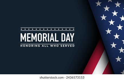 Memorial Day Background Design. Honoring All Who Served. Vector Illustration.