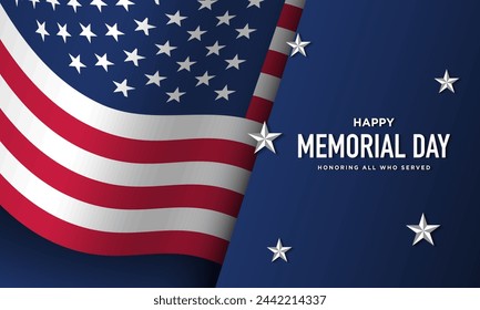 Memorial Day Background Design. Honoring All Who Served. Vector Illustration.