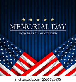 Memorial day background design with honoring all who served text