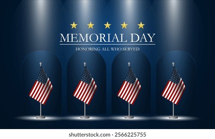 Memorial day background design with honoring all who served text