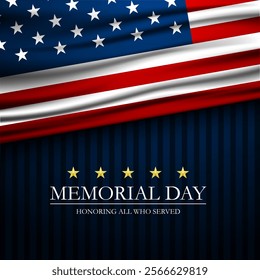 Memorial day background design with honoring all who served text