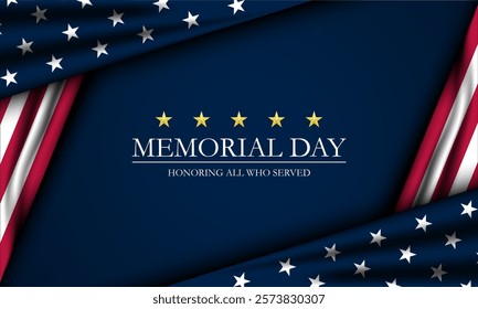 Memorial day background design with honoring all who served text