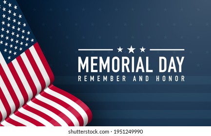 Memorial Day Background Design. Remember and Honor. Vector Illustration.