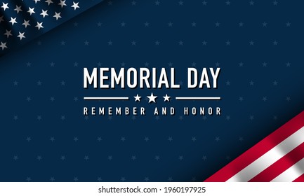 Memorial Day Background Design. Remember and Honor. Vector Illustration.