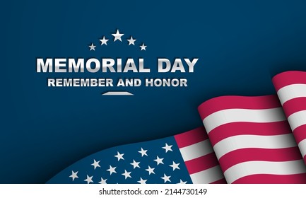 Memorial Day Background Design. Remember and Honor. Vector Illustration.
