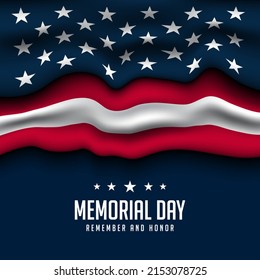 Memorial Day Background Design. Remember And Honor. Vector Illustration.