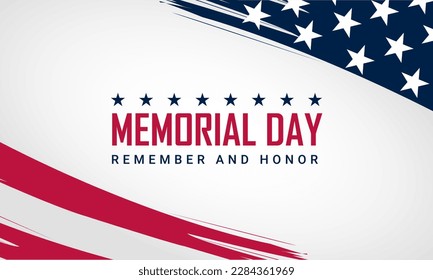 Memorial day background design with remember and honor text 