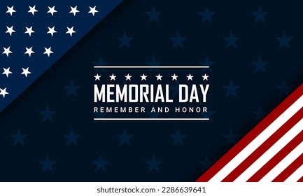 Memorial day background design with remember and honor text 