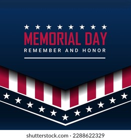 Memorial day background design with remember and honor text 