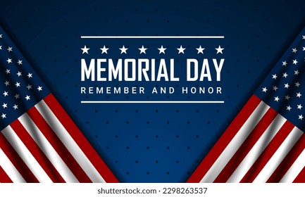 Memorial day background design with remember and honor text