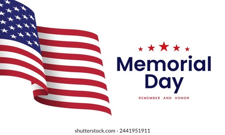 Memorial Day background design. Remember and honor with the USA flag. Vector illustration