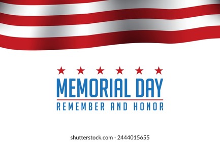 Diseño de fondo Memorial Day. Afiche de Recuerde y Honre. Celebración del Día de la Conmemoración. Fiesta nacional americana. 