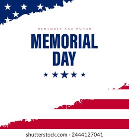 Diseño de fondo Memorial Day. Afiche de Recuerde y Honre. Celebración del Día de la Conmemoración. Fiesta nacional americana.