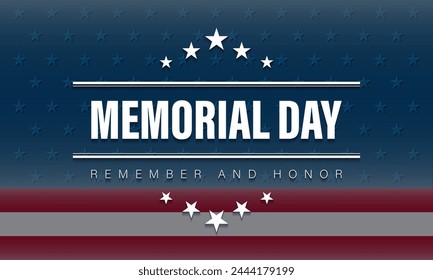 Diseño de fondo Memorial Day. Afiche de Recuerde y Honre. Celebración del Día de la Conmemoración. Fiesta nacional americana.