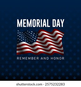 Memorial day background design with remember and honor text