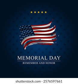 Memorial day background design with remember and honor text. 