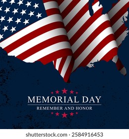 Memorial day background design with remember and honor text 