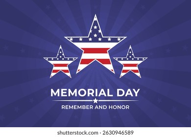 Memorial Day Background Design (em inglês). Lembre-se e honre Poster.