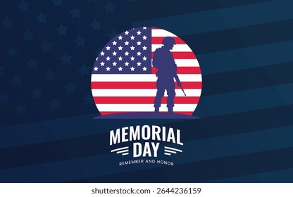 Memorial Day Background Design (em inglês). Lembre-se e honre-se. Ilustração vetorial