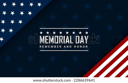 Memorial day background design with remember and honor text 