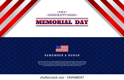 Memorial Day. background design with US flag. It is suitable for banners, posters, websites, advertising. Vector illustration
