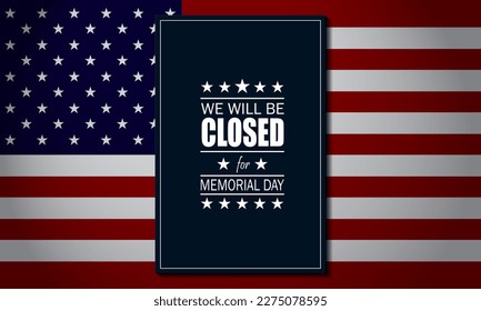 Diseño de fondo del día de la conmemoración con nosotros seremos texto cerrado frente a la bandera de los Estados Unidos