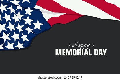 Memorial Day background featuring the American flag and text. Vector patriotic design for flyer, greeting card, or holiday celebration