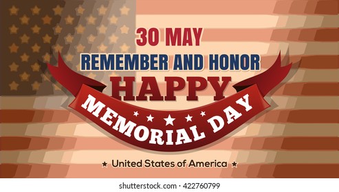 Memorial Day background. Flag of the United States of America. Blurred background. Vector illustration