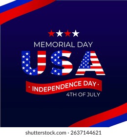 Memorial Day background. Independence Day USA poster template design. Vector illustration